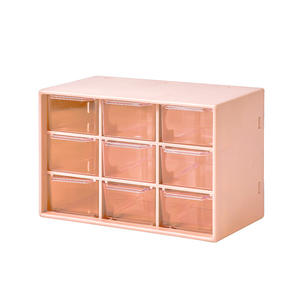 Venta al por mayor: Organizador apilable de 9 compartimentos para escritorio, joyería, papelería, caja de almacenamiento de plástico con cajones, contenedor pequeño para maquillaje. - Product Image 4