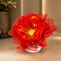 Fleur de pavot géante en papier avec éclairage LED rouge, fleur artificielle pour la décoration d'événements de mariage, fourniture de présentoirs floraux commerciaux