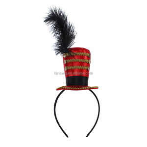 Mini chapeau de cirque, costume de cirque, bandeau à plumes pour Halloween, épaulettes cérémonielles d'Halloween, épaulettes à pompons - Product Image 3