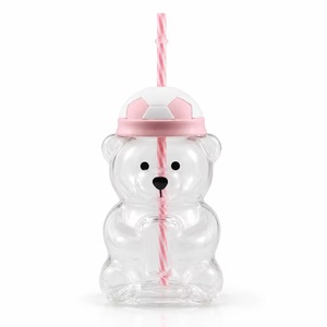 Vente <span class=keywords><strong>en</strong></span> gros : Tasse à café <span class=keywords><strong>en</strong></span> verre transparente à paroi simple, sans BPA, modèle 2026 Football Teddy Bear Cup, avec couvercle et paille, pour cadeau - Product Image 5