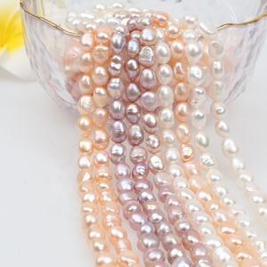 Superior perforado 16 pulgadas buen brillo barroco nugget AA 8-9mm perla real hilos - Product Image 3