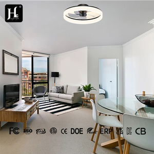 Ventilateur de plafond chinois moderne noir de 19,7 pouces avec bande LED décorative et télécommande - Product Image 3