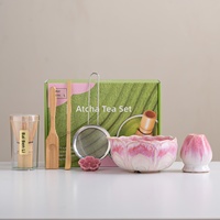 Ensemble de bols à matcha en céramique avec couvercle, outils de préparation du thé, fouet à thé, spatule à thé de 100 pièces, sept pièces