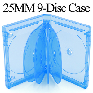 SUNSHING Lot de 25 mm Boîtier vierge transparent pour Blu-Ray et DVD, compatible avec 5, 6, 7, 8, 9, 10 disques, Boîtes de remplacement durables pour CD, DVD et jeux, bleues - Product Image 1