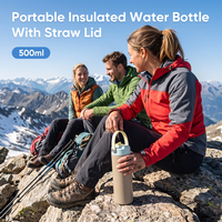 Nouvelle gourde isotherme sport en acier inoxydable de 500 ml, personnalisable avec logo ODM, colorée, réutilisable, pour le sport, la gym et les activités de plein air, avec paille intégrée.