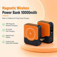 Batterie externe magnétique portable 10000mAh 22.5W Charge rapide et charge sans fil 15W Prise en charge de 5 appareils simultanément OEM/ODM Vente en gros B2B