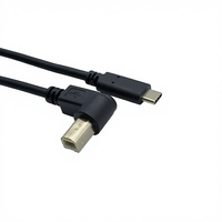 Câble d'imprimante et de scanner COMTON USB C mâle vers USB B mâle angulaire noir PVC standard, câble de données USB multifonctionnel