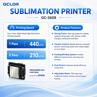 Impresora de sublimación digital GCLOR GC-2608 de 2600 mm con 8 cabezales I3200 de alta velocidad para rollo a rollo, poliéster/mezcla de algodón y poliéster