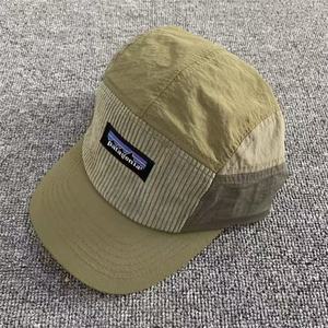 American Style Bata Workwear Inspired 5 Panel Corduroy Cap Corduroy Paneled Color <b>Block</b> Trendy Baseball Cap Embroidery - Product Image 3