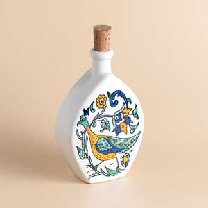 Bouteille à huile en céramique artisanale, design marocain, bouteille à vinaigre avec bouchon en liège, décoration de cuisine méditerranéenne - Product Image 2