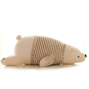 批发毛绒动物玩具35厘米50厘米软北极熊毛绒玩具穿衣服软闷熊Plushie