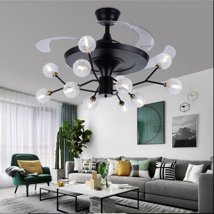 <span class=keywords><strong>Ventilateur</strong></span> de plafond moderne nordique à pales invisibles avec moteur DC, éclairage LED 12 ampoules, télécommande, intensité réglable <span class=keywords><strong>pour</strong></span> salon et chambre à coucher - Product Image 2
