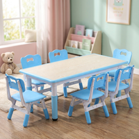 Ensemble de chaises et table d'étude pour enfants en plastique, réglables en hauteur, écologiques, durables, 6 places, pour l'école, la chambre