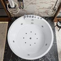 Baignoire ronde autoportante en acrylique moderne avec massage à air intégré pour usage intérieur, capacité 1 personne, pour hôtel et villa