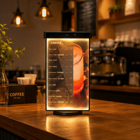 Boîte lumineuse de menu décorative LED rotative rechargeable en couleur, support triangulaire, panneau de bureau rétroéclairé en acrylique