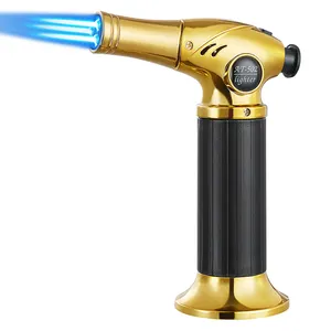 Creativity Refillable Kitchen Torch Lighter Windproof Jet Flame Blow Butane With Adjustable Flame Switch Gun Lighter