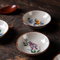 Assiettes de service rondes personnalisées OEM, résistantes au lave-vaisselle et au micro-ondes, pour sauce soja et vinaigre, peintes à la main, vaisselle d'hôtel, assiettes à trempette