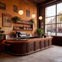 Comptoir de bar en bois massif de style médiéval pour café, restaurant, réception - Personnalisable et multifonctionnel
