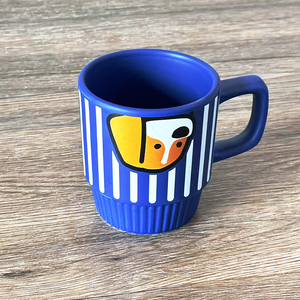 Mug à café en céramique à rayures bleues, design original, pour la rentrée scolaire, sans BPA, sans danger pour les aliments, souvenir - Product Image 1