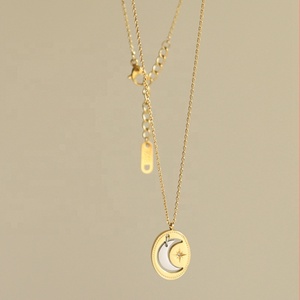 Collana MECYLIFE con Pendente a Stella e Luna Bicolore, Regalo Personalizzato per Donne, Collana Minimalista in Acciaio Inossidabile con Zirconi - Product Image 3