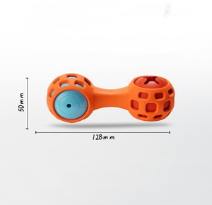 Juguete para perros de goma Natural con diseño de mancuernas, juguetes de combinación multifuncionales de doble uso para mascotas, alimentador de comida para perros, juguetes para perros chirriantes - Product Image 3
