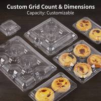 Contenants en plastique PET transparents jetables et écologiques avec couvercle pour l'emballage de tartes aux œufs, épaisseur et forme personnalisables