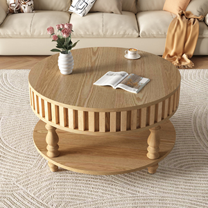 Mesa de Centro Moderna OE HOME con Acabado de Madera Natural, Tapa Abatible y Patas de Madera Sólida para Sala de Estar - Product Image 4