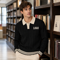 Pull en maille unie vintage jacquard à col et manches longues pour homme et jeune homme, avec logo personnalisé, anti-rétrécissement et anti-plis