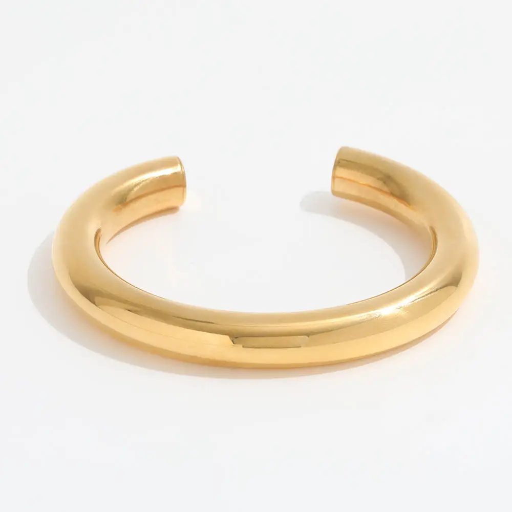 High End 18K Gold Plated Chunky Hollow Cuff Bracelet Bangle Bracelet Stainless Steel Gold Jewelry