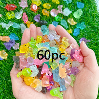 60 Breloques Animaux Miniatures en Résine Phosphorescentes Assorties (Canard, Lapin, Grenouille) pour Bijoux DIY, Décoration de Voiture et de Bureau, Accessoires en Gros