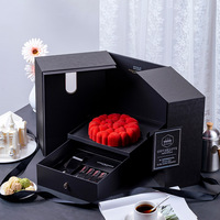 Boîte à gâteau de mariage personnalisée haut de gamme en carton gris à double porte, style français créatif, avec logo