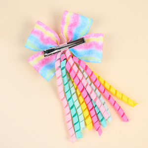 Cn Boutique Regenboog Gradiënt Grosgrain Lint Krullend Haar Strik Zoete Eenhoorn Pvc Shaker Haarclip Meisjes <span class=keywords><strong>Kids</strong></span> - Product Image 5