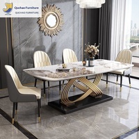 Ensemble table et chaises en ardoise de style italien pour petites maisons, design nœud chinois, mobilier moderne minimaliste et tendance
