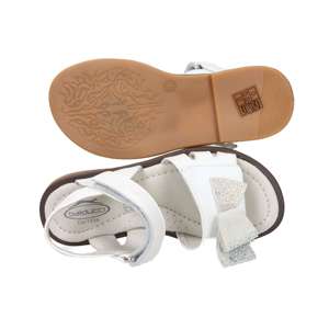 Balducci Girls' White Sandal 27 <b>Flat</b> With Rhinestone Bow Detail - Product Image 6