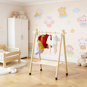 Solid wood pet clothes rack, floor-standing <b>wardrobe</b> for dogs and cats, indoor storage rod, made of natural wood, specifically - Product Image 3