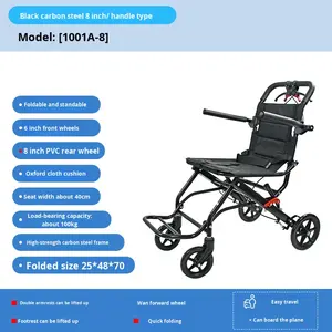 Silla de ruedas de viaje Plegable ligera para adultos y ancianos, bolsa de transporte compacta con freno de mano, enrollador ultraligero para niños - Product Image 6