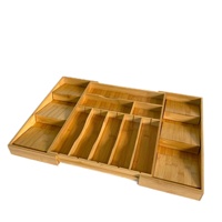Boîte de rangement à compartiments en bambou de taille moyenne pour couverts, sans couvercle, organisateur de comptoir de cuisine moderne, pour l'exportation