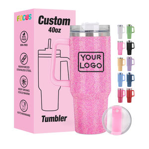 40オンスブリングラインストーンタンブラーストロークリスタルダイヤモンドかわいい漫画マグ真空スチールカスタムロゴDIY用ラグジュアリートラベルマグ - Product Image 1