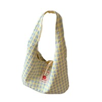 Sac fourre-tout de grande capacité à carreaux de style japonais, tendance, pour étudiants, sac à lunch pour femmes