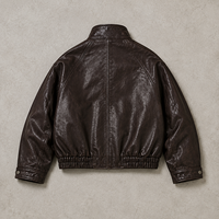 Blouson Bomber en Cuir Col Montant Personnalisé Style Luxe Discret pour Homme, Idéal Course Moto, Prise en Charge de la Broderie OEM