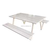 Table de pique-nique moderne en bois plastique recyclé écologique, résistante aux intempéries, pour usage commercial extérieur en jardin ou salle à manger d'hôpital