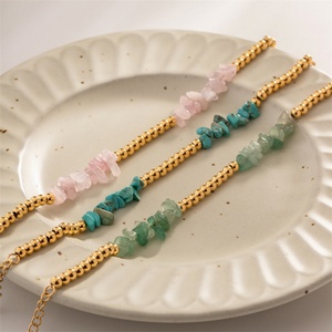 High Quality Gold Plated Beaded Chain <b>Bracelet</b> Crystals <b>Healing</b> Stones <b>Bracelet</b> - Product Image 6
