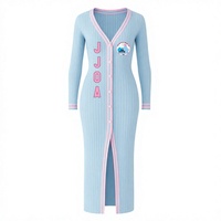 Cardigan Long Maxi en Coton Brodé Personnalisé Sororité Jack and Jill of America, Style Grec