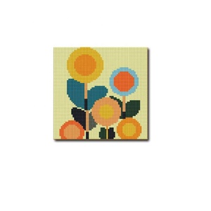 Kit d'art miniature XIXI 5D peint à la main, toile imprimée en acrylique de forme irrégulière avec motif floral - Product Image 2