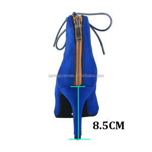 Scarpe da ballo latino da <span class=keywords><strong>donna</strong></span> <span class=keywords><strong>blu</strong></span> Peep Toe personalizzate con lacci 8.5CM stivali da ballo morbidi Sole - Product Image 4