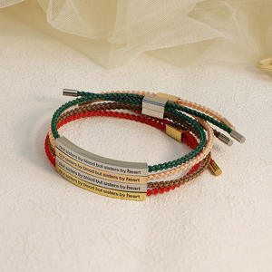 Bracelet d'amitié personnalisé avec la lettre «pas sœurs par sang mais sœurs par cœur», Bracelets en corde tressée colorée, cadeau pour amis - Product Image 3