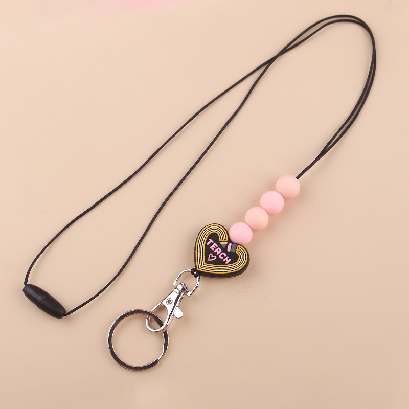Custom Personalized Silicone Hand Wrist Key Chain Lanyard Silicone Pvc Keychain Short Strap Lanyard Image 3