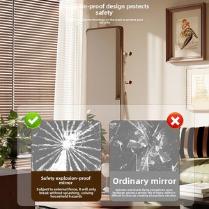 Espejo de pie giratorio de cuerpo entero para uso doméstico, espejo móvil para vestir, espejo grande para dormitorio con perchero integrado, moderno y minimalista - Product Image 3