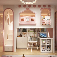 JS Neues Design Luxus-Etagenbett für Kinder Schlafzimmermöbel Kindergartenbetten mit Moderner Bogenrutsche und Aufbewahrungstreppen