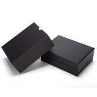 Boîte cadeau rectangulaire en carton noir personnalisée avec couvercle et enveloppe, boîte à portefeuille en feuille d'or pour l'emballage